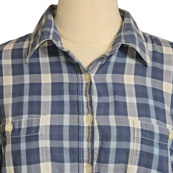 Lauren Ralph Lauren Blue and White Plaid Button-Up Shirt - Picture 2 of 6